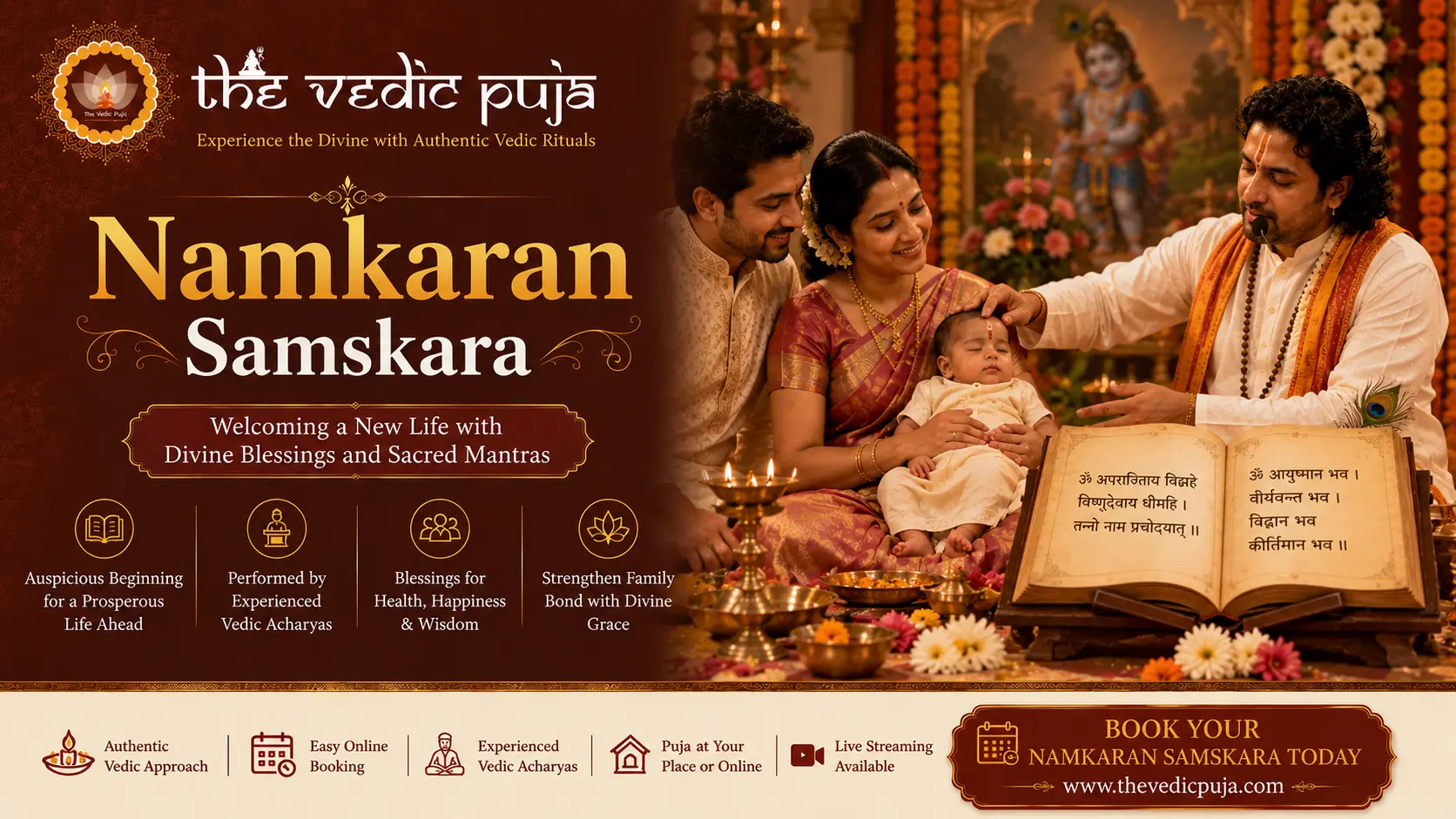 Namkaran ceremony with sacred Hindu rituals for a baby's naming ceremony
