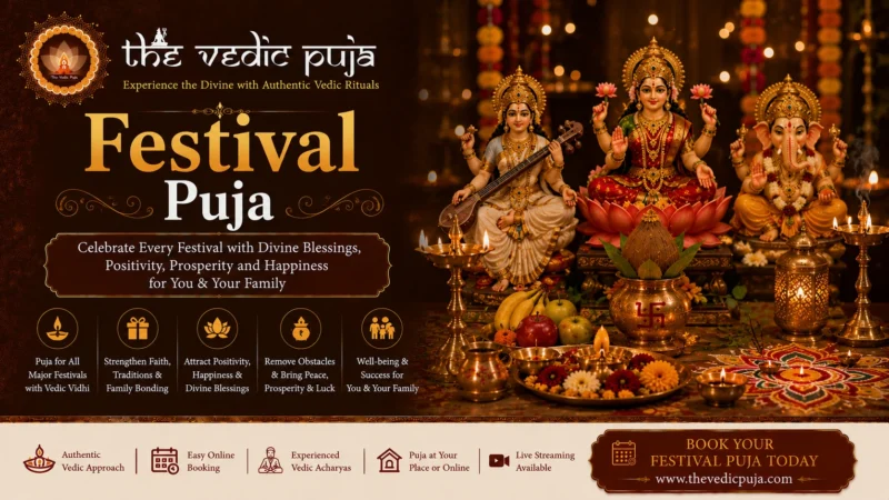 Festival Puja with sacred Hindu rituals, offerings, and traditional ceremonies