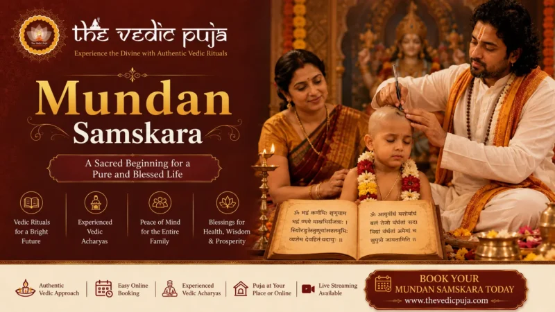 Mundan ceremony with sacred Hindu rituals for a child's first hair removal ceremony