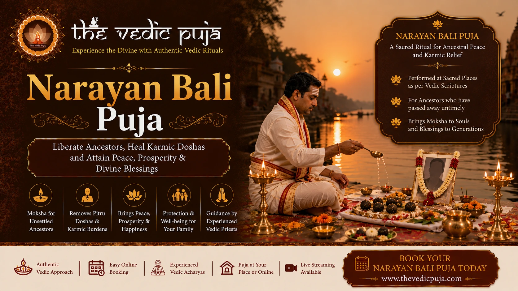 Narayan Bali Puja ritual with sacred offerings and Vedic ceremonies for ancestral peace