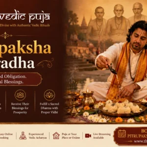 Pitrupaksha Shradha ritual with sacred offerings and prayers for ancestors