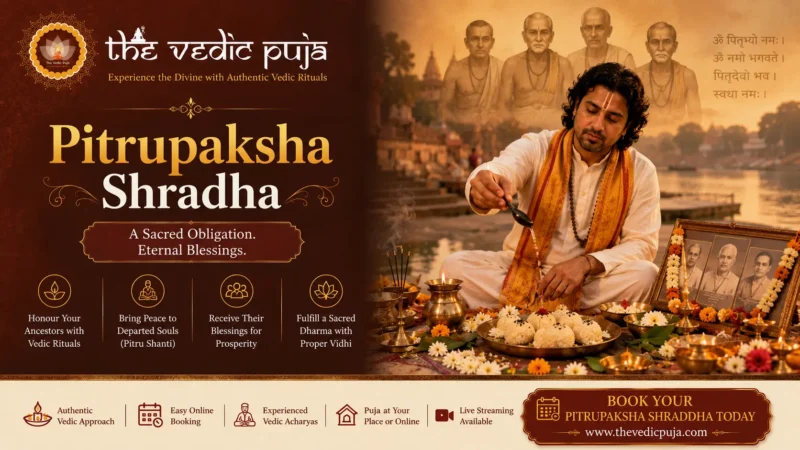Pitra Paksha Shraddha ritual with sacred offerings and prayers for ancestors