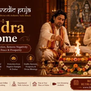 Rudra Havan with sacred fire rituals dedicated to Lord Shiva for peace and blessings