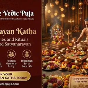 Satyanarayan Katha Puja performed with Kalash, flowers, and Hindu rituals